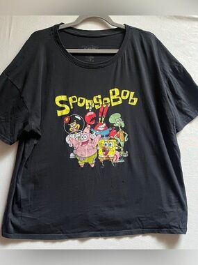 SpongeBob SquarePants Black Graphic T-Shirt Short Sleeve Sz XL